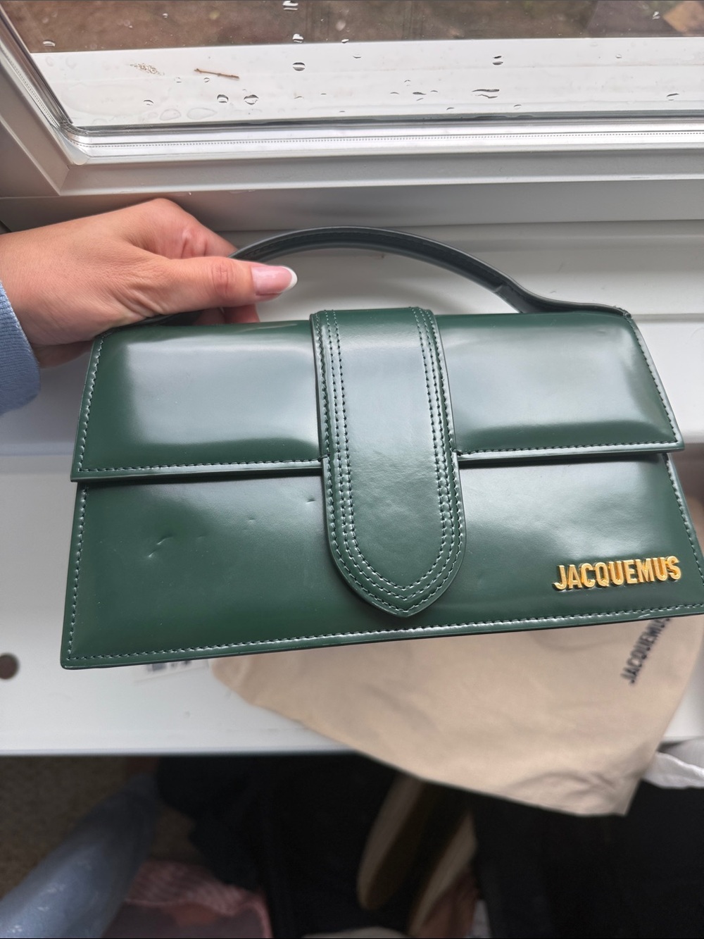 Jacquemus Forest Green Patent Leather Le Grand Bambino Handbag - Picture 5 of 7